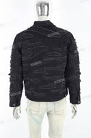 Men's Black Ripped Denim Jacket