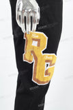 Men's Toweling Patch Black Flared Pants