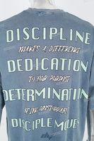 Men's Blue Distressed Washed Printed T-Shirt
