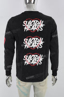 Men's Distressed Washed Black Printed T-Shirt