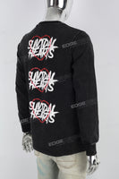 Men's Distressed Washed Black Printed T-Shirt