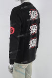 Men's Distressed Washed Black Printed T-Shirt