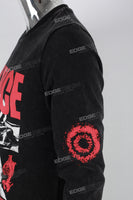 Men's Distressed Washed Black Printed T-Shirt