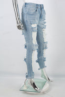 Ladies Blue Ragged Skinny Jeans