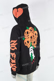 Men's printed black hooded sweatshirt