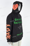 Men's printed black hooded sweatshirt