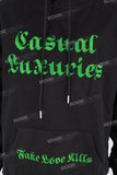 Men's printed black hooded sweatshirt
