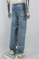 Men's Blue Shredded Baggy Jeans