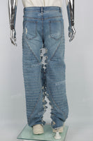Men's Blue Shredded Baggy Jeans