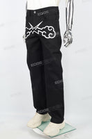 Men's printed black baggy cargo denim pant