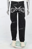 Men's printed black baggy cargo denim pant