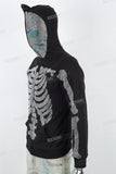 Men's Rhinestone Hooded Zip Black Knitted Jacket