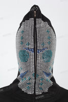 Men's Rhinestone Hooded Zip Black Knitted Jacket