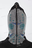 Men's Rhinestone Hooded Zip Black Knitted Jacket