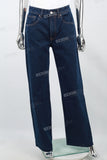 Women's Dark Blue Wash Baggy Jeans