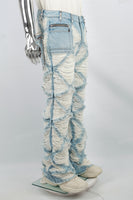 Men's Light Blue Diamond Patch Distressed Jeans