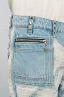 Men's Light Blue Diamond Patch Distressed Jeans