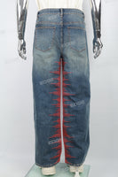 Men's blue embroidered baggy jeans