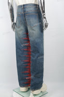 Men's blue embroidered baggy jeans