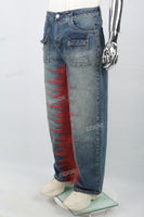 Men's blue embroidered baggy jeans