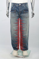 Men's blue embroidered baggy jeans