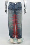 Men's blue embroidered baggy jeans