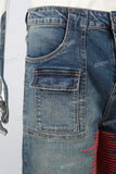 Men's blue embroidered baggy jeans