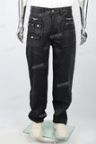 Men's black waxed baggy cargo pants