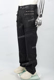 Men's black waxed baggy cargo pants
