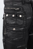 Men's black waxed baggy cargo pants