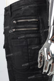 Men's black waxed baggy cargo pants