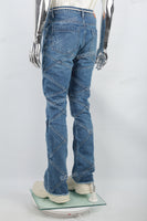 Men's split patchwork blue flared jeans