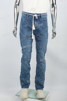 Men's split patchwork blue flared jeans