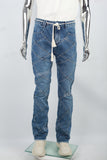 Men's split patchwork blue flared jeans