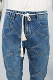 Men's split patchwork blue flared jeans