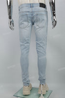 Men's Light Blue Embroidered Skinny Jeans