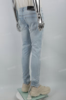 Men's Light Blue Embroidered Skinny Jeans