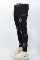 Men's Rhinestone Black Skinny Jeans