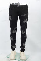 Men's Rhinestone Black Skinny Jeans