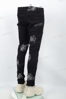 Men's Rhinestone Black Skinny Jeans
