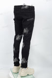 Men's Rhinestone Black Skinny Jeans