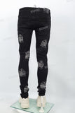 Men's Rhinestone Black Skinny Jeans