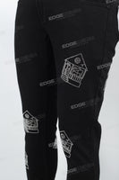 Men's Rhinestone Black Skinny Jeans