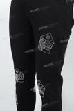 Men's Rhinestone Black Skinny Jeans