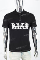 Men's black printed polo shirt