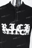 Men's black printed polo shirt
