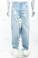 Blue tattered patchwork Baggy Jeans