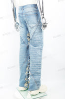 Blue tattered patchwork Baggy Jeans