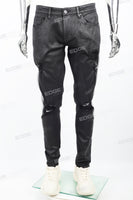 Black waxed and rhinestoned ripped Skinny Jeans
