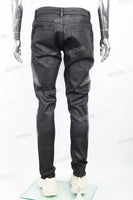 Black waxed and rhinestoned ripped Skinny Jeans